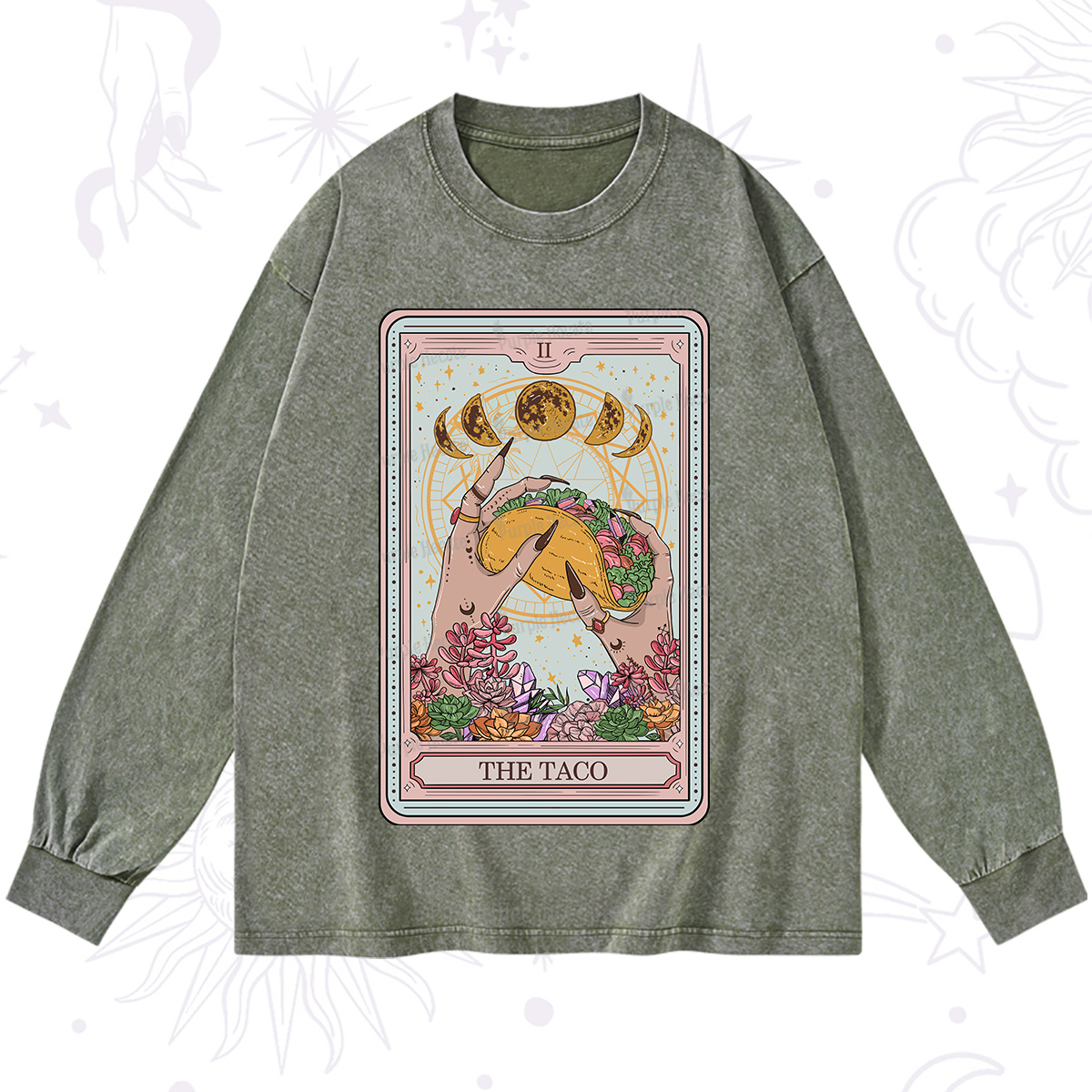 Purplehecate The Taco Tarot Washed Long Sleeve Shirt