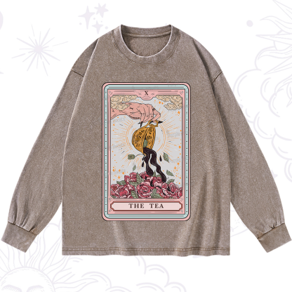 Purplehecate The Tea Food Tarot Card Washed Long Sleeve Shirt