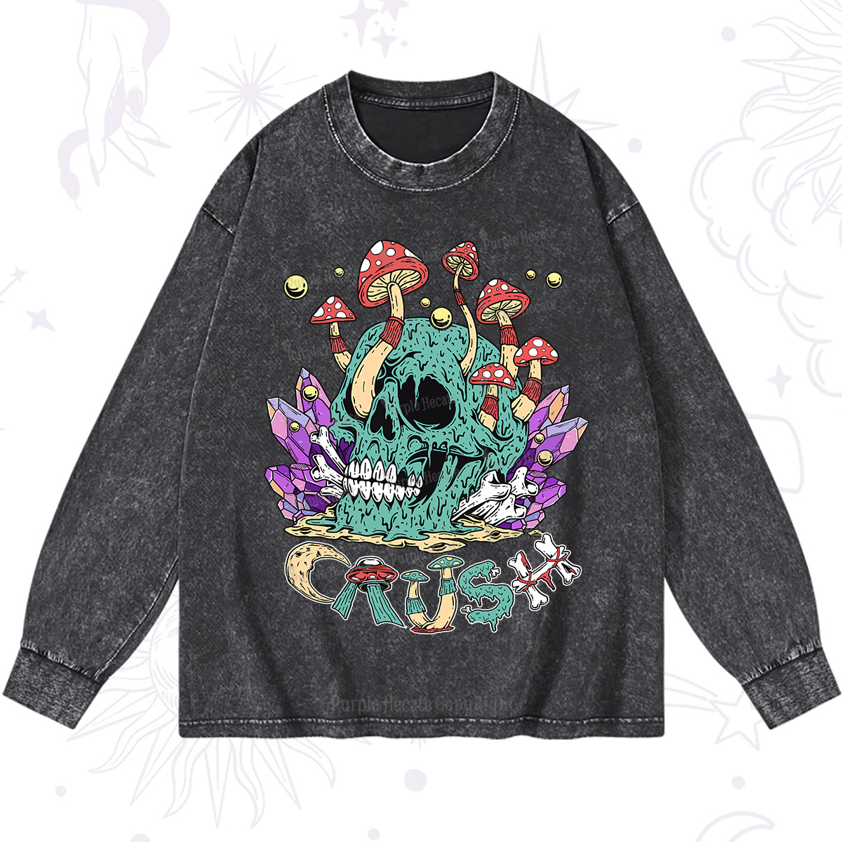 Purplehecate Magic Skeleton Washed Long Sleeve Shirt