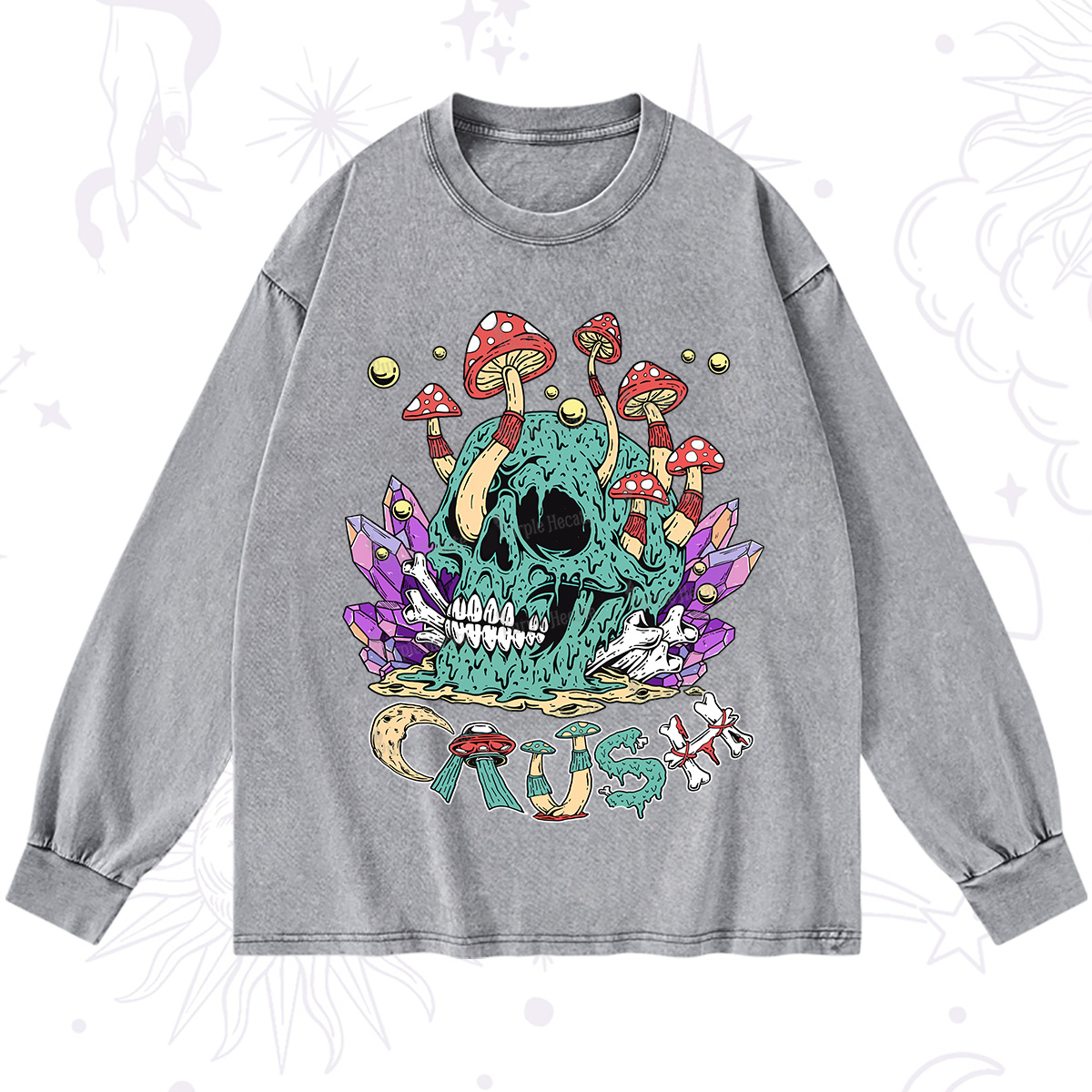 Purplehecate Magic Skeleton Washed Long Sleeve Shirt