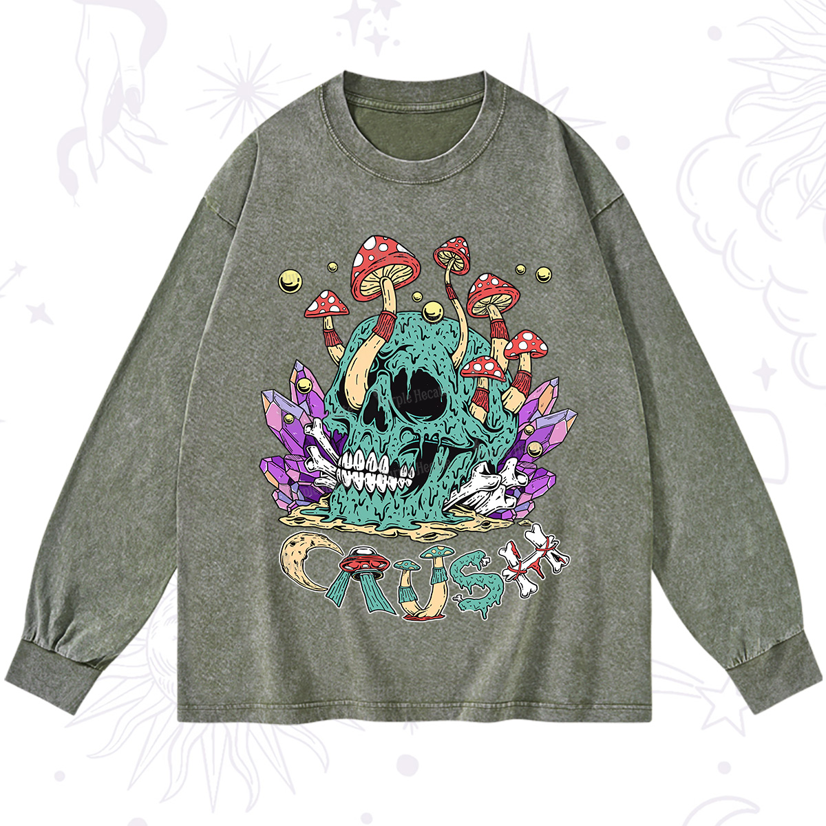 Purplehecate Magic Skeleton Washed Long Sleeve Shirt