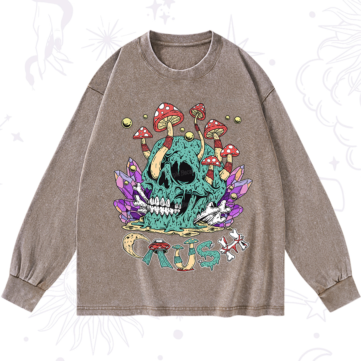 Purplehecate Magic Skeleton Washed Long Sleeve Shirt