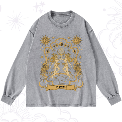 Purplehecate Gemini' Astral Mirage Zodiac Washed Long Sleeve Shirt