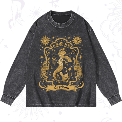 Purplehecate Capricorn' Astral Mirage Zodiac Washed Long Sleeve Shirt