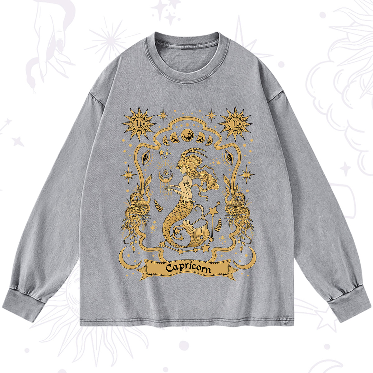 Purplehecate Capricorn' Astral Mirage Zodiac Washed Long Sleeve Shirt