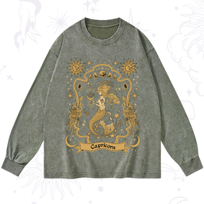 Purplehecate Capricorn' Astral Mirage Zodiac Washed Long Sleeve Shirt