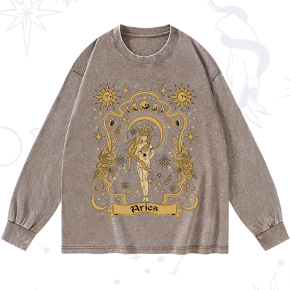 Purplehecate Aries' Astral Mirage Zodiac Washed Long Sleeve Shirt