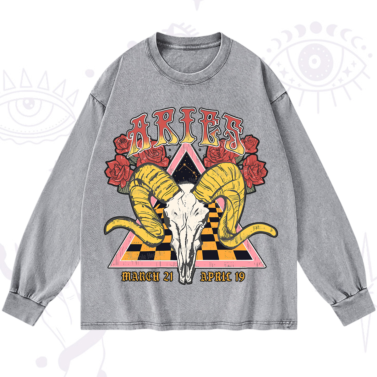 Purplehecate Aries Crew Zodiac Washed Long Sleeve Shirt
