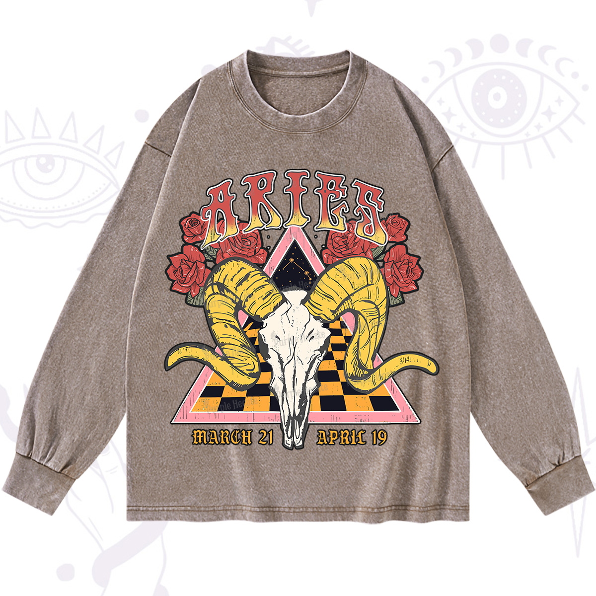 Purplehecate Aries Crew Zodiac Washed Long Sleeve Shirt