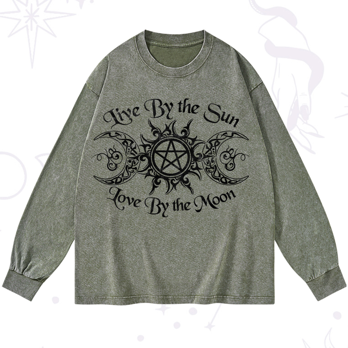 Purplehecate Hecate's Lunar Blessing Washed Long Sleeve Shirt