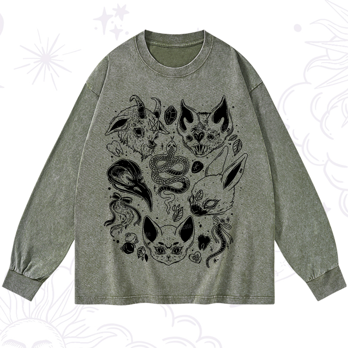 Purplehecate Familiar Spirits Washed Long Sleeve Shirt
