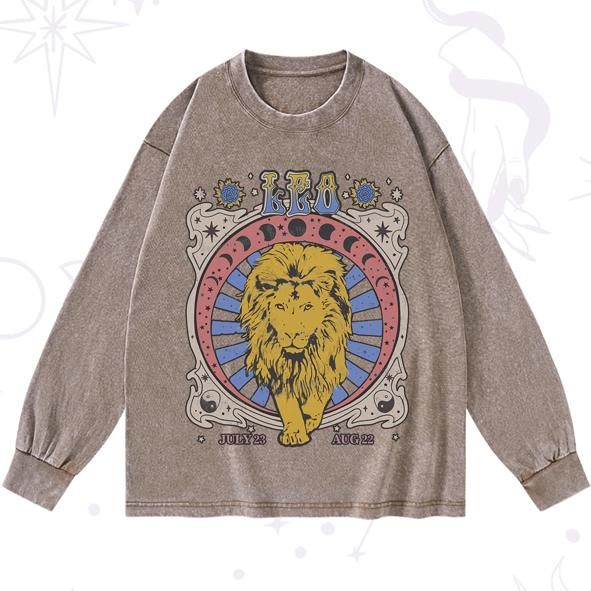 Purplehecate Leo Crew Zodiac Washed Long Sleeve Shirt