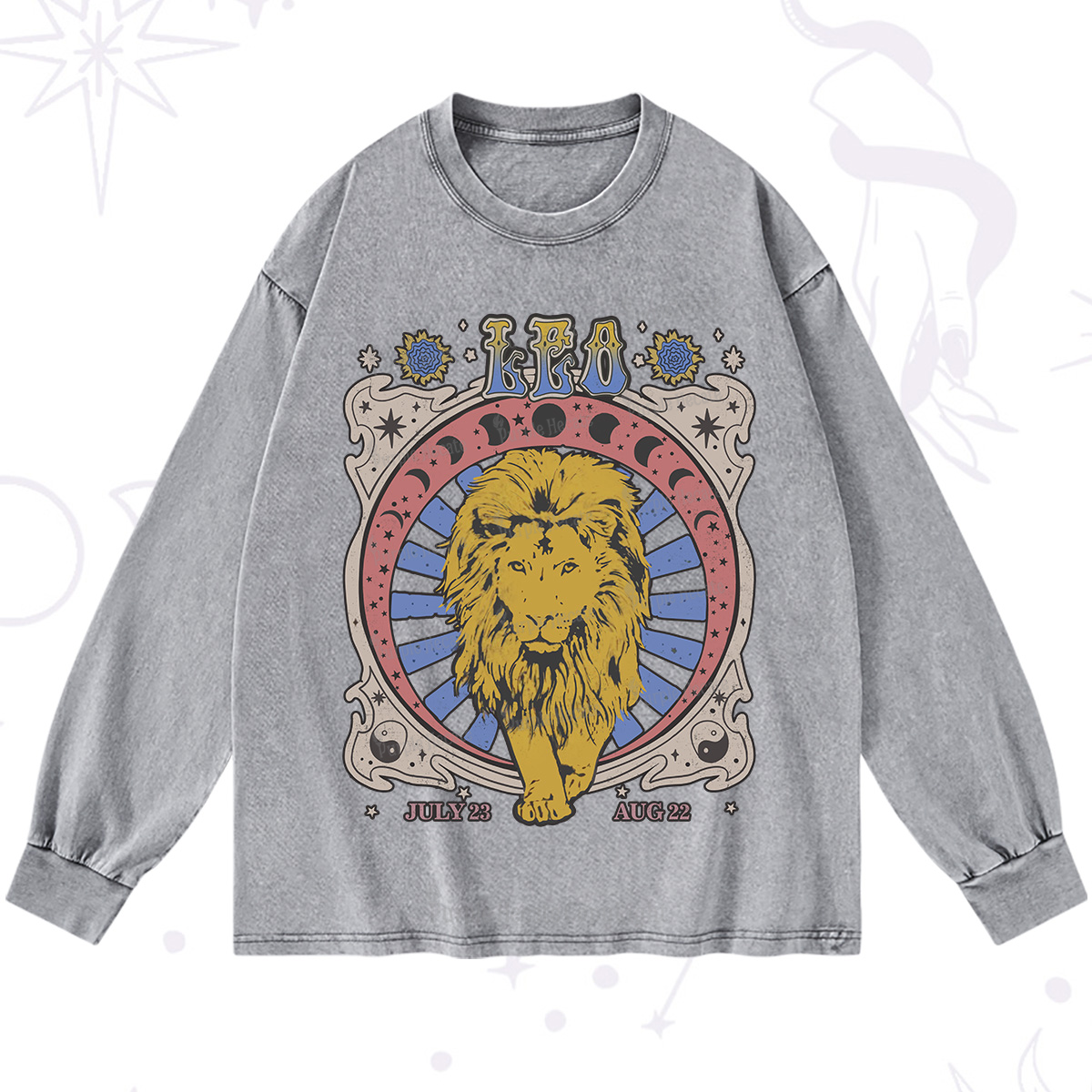 Purplehecate Leo Crew Zodiac Washed Long Sleeve Shirt