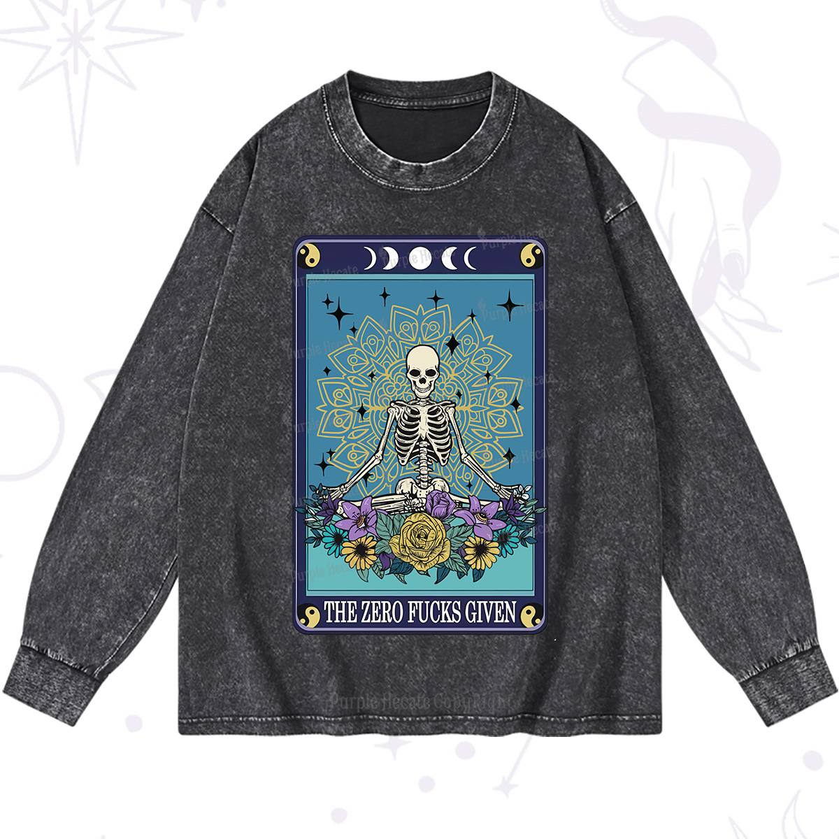 PurplehecateThe Zero Fucks Given Tarot Washed Long Sleeve Shirt
