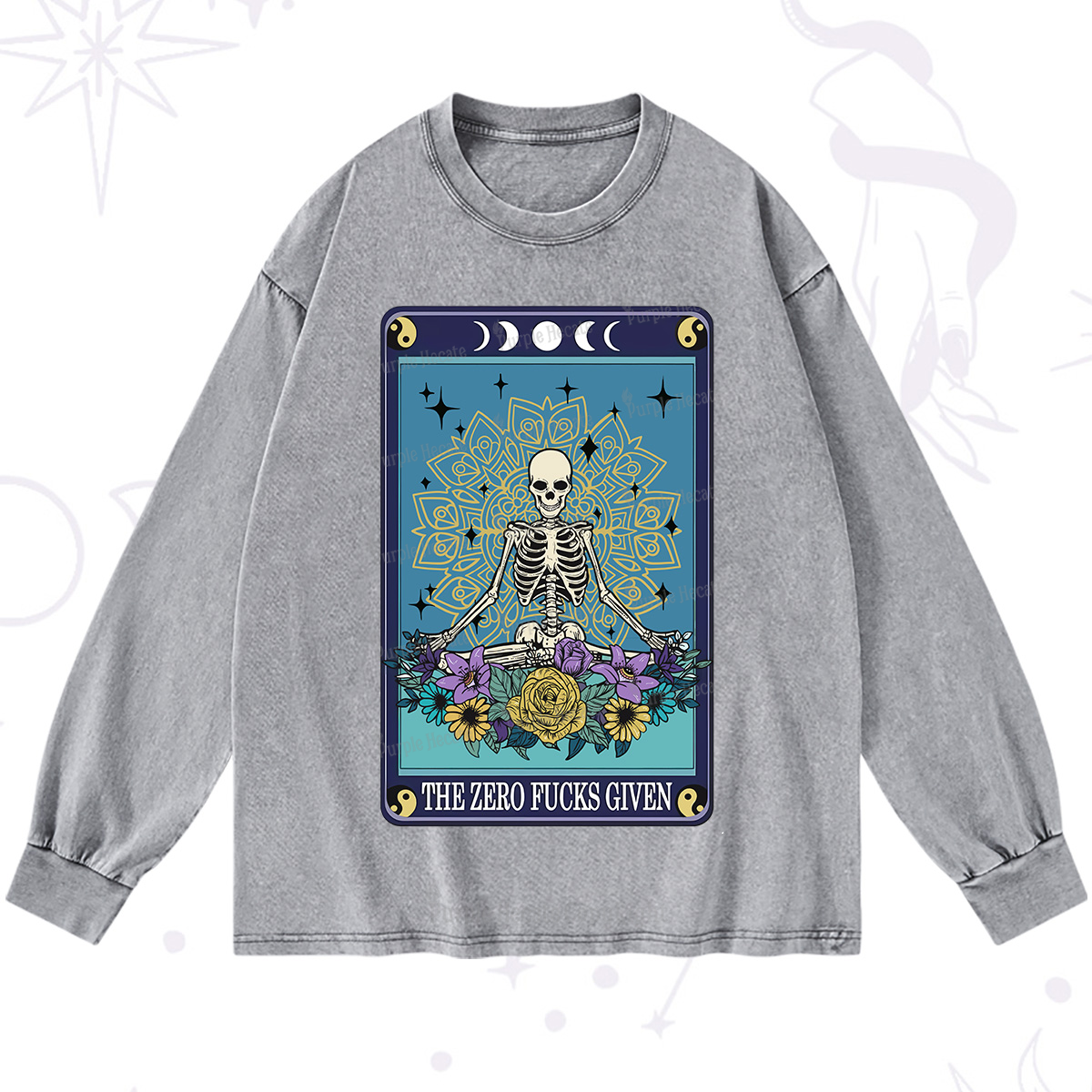 PurplehecateThe Zero Fucks Given Tarot Washed Long Sleeve Shirt