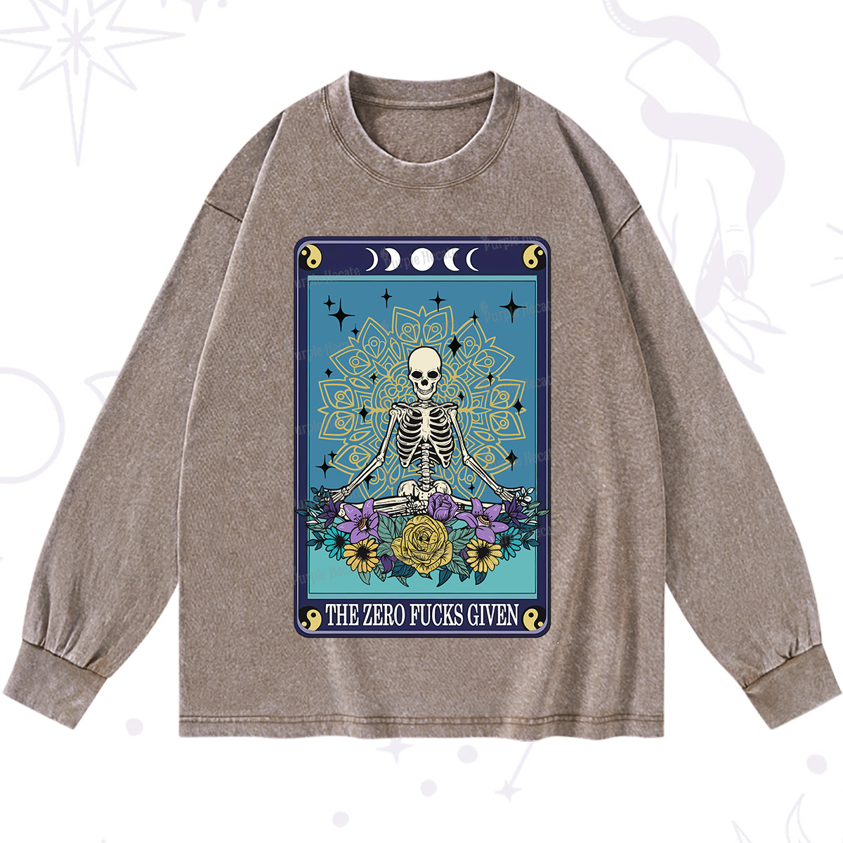 PurplehecateThe Zero Fucks Given Tarot Washed Long Sleeve Shirt