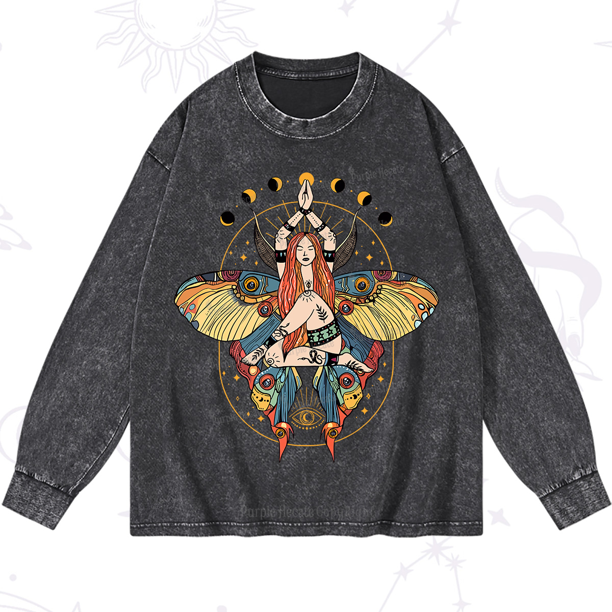 Purplehecate Luna Moth Washed Long Sleeve Shirt