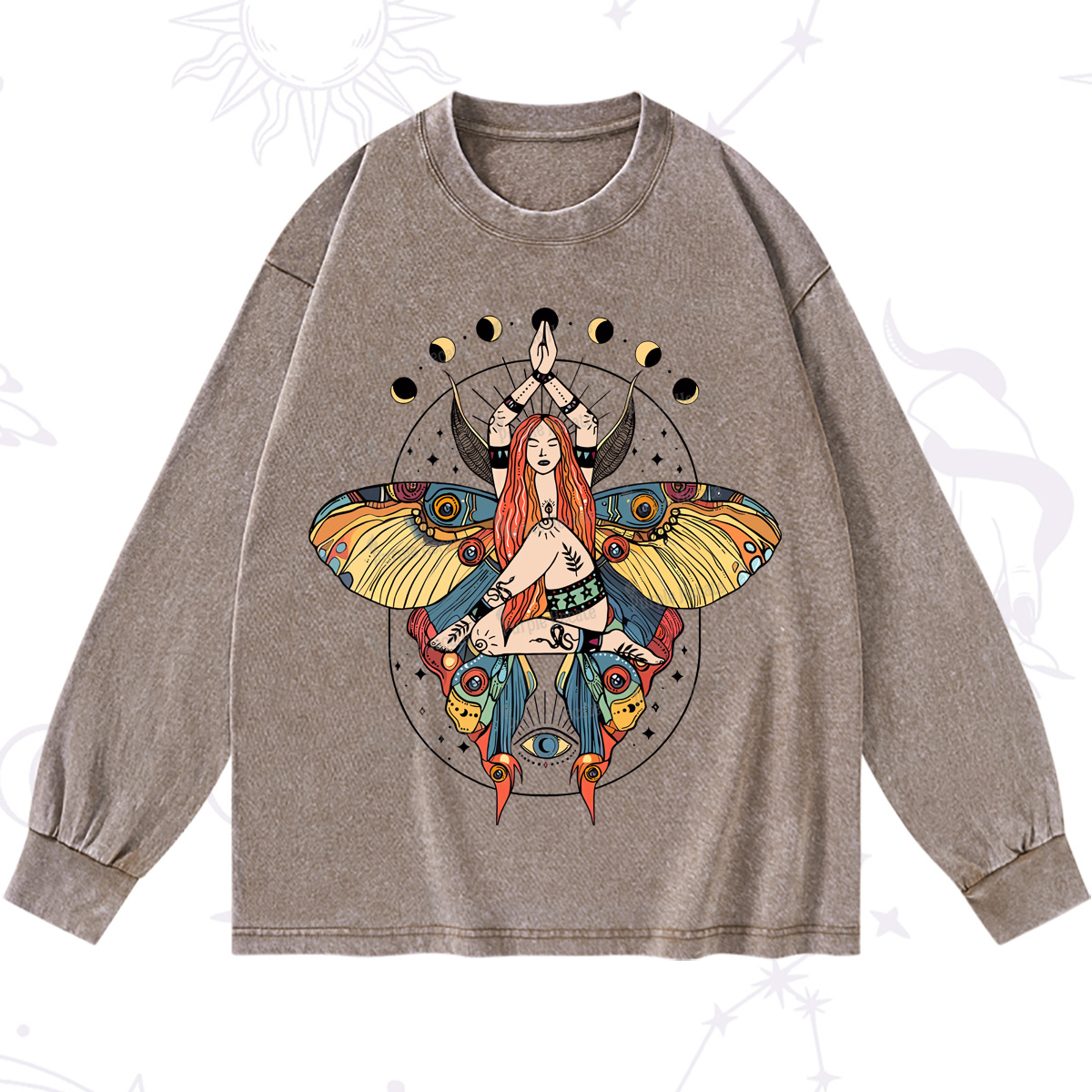 Purplehecate Luna Moth Washed Long Sleeve Shirt