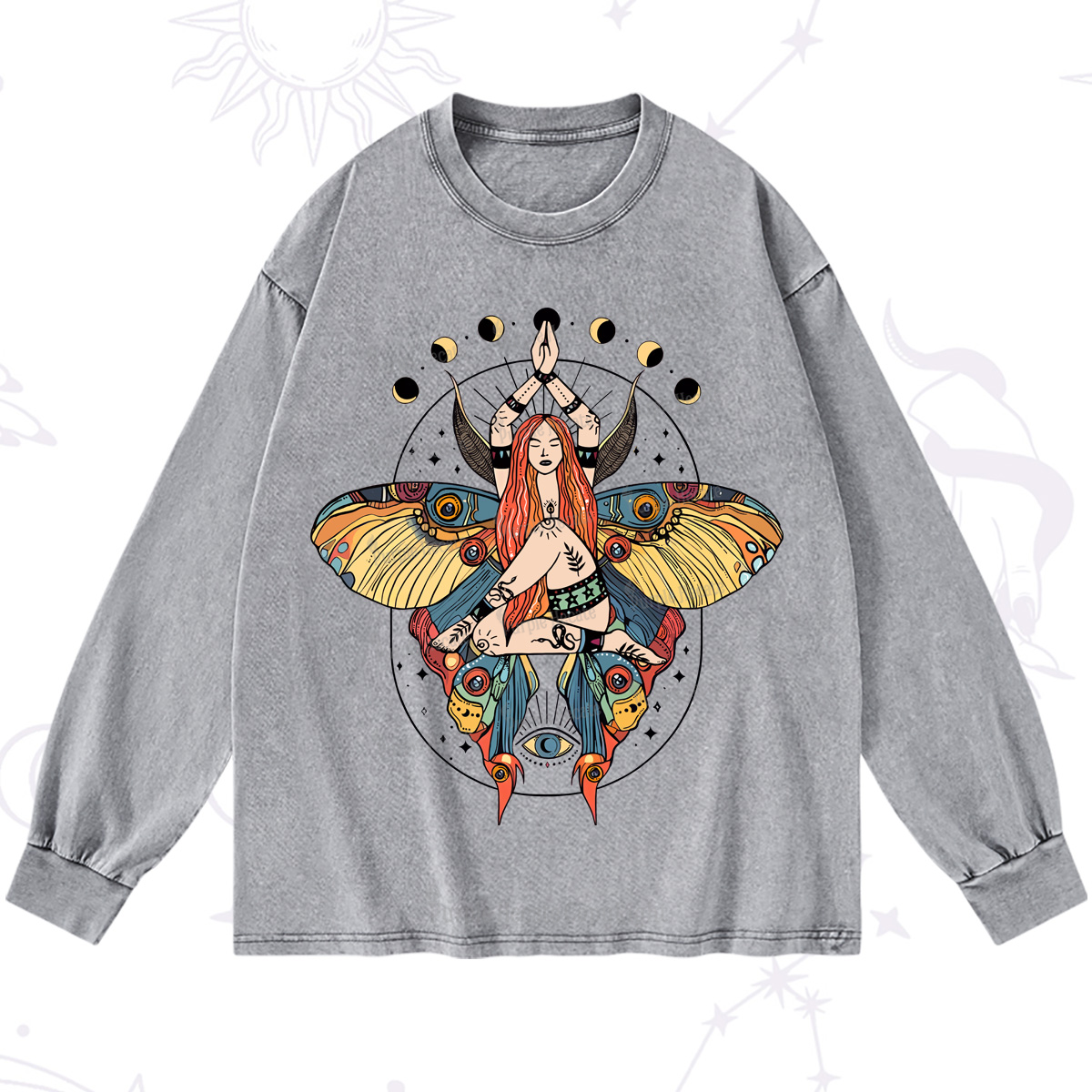 Purplehecate Luna Moth Washed Long Sleeve Shirt