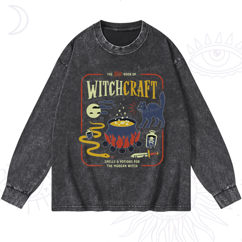Purplehecate Book Of Witchcraft Washed Long Sleeve Shirt
