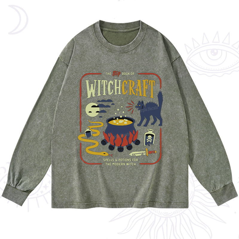 Purplehecate Book Of Witchcraft Washed Long Sleeve Shirt