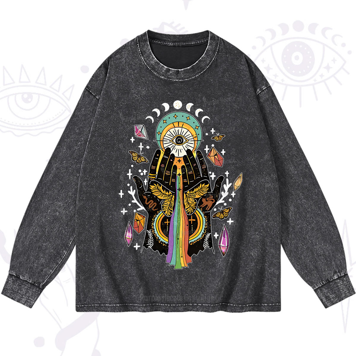 Purplehecate Mystical Witchy Hands Washed Long Sleeve Shirt