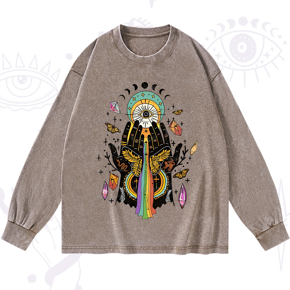 Purplehecate Mystical Witchy Hands Washed Long Sleeve Shirt