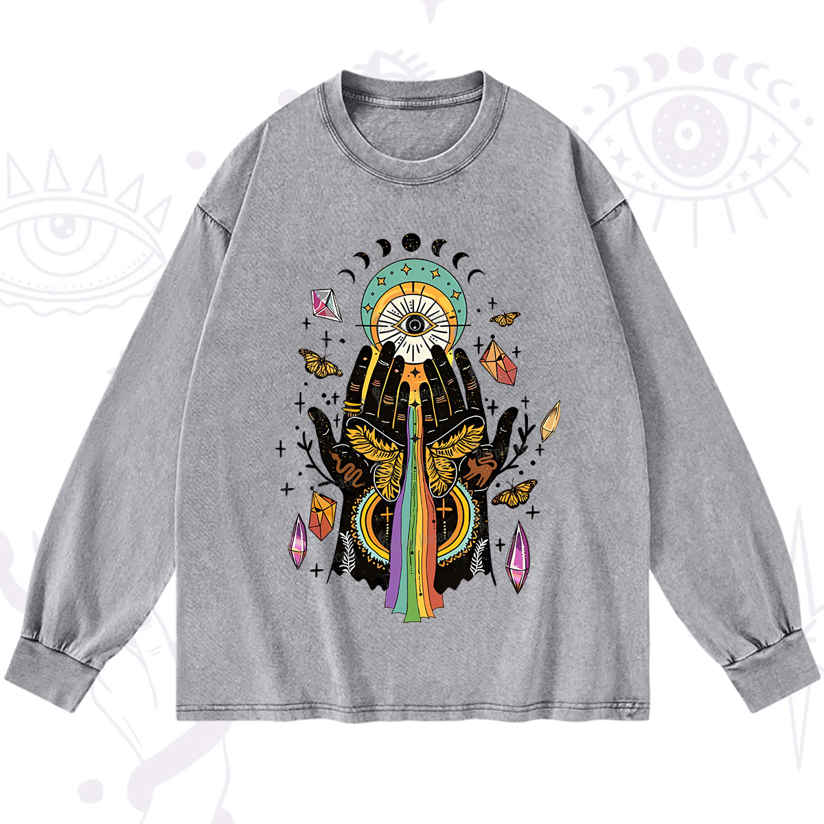Purplehecate Mystical Witchy Hands Washed Long Sleeve Shirt