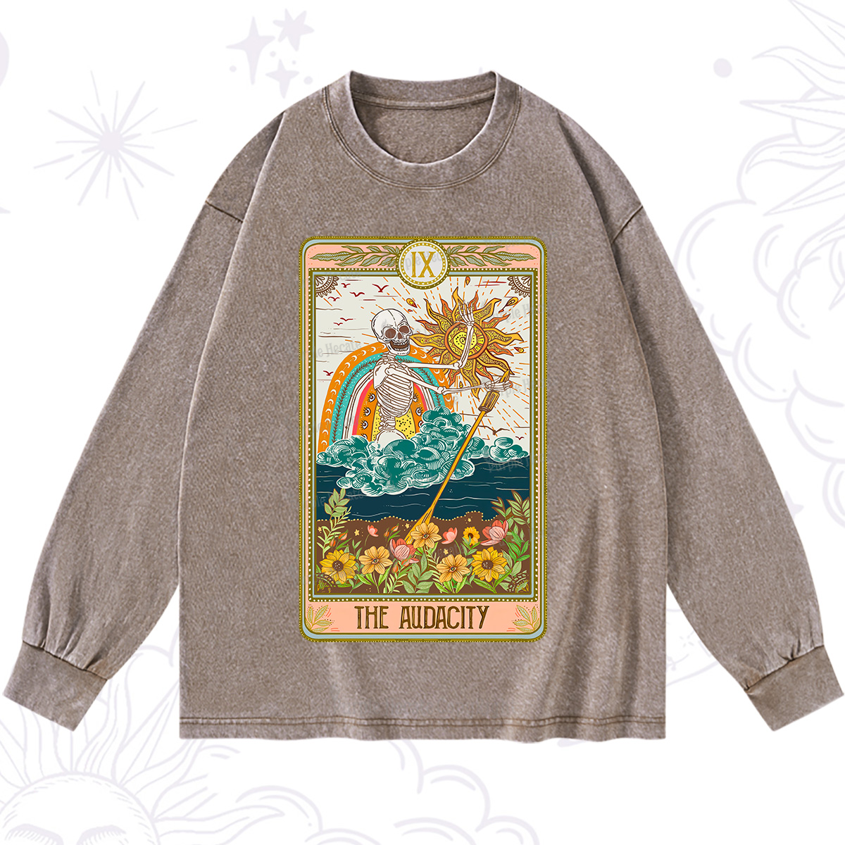 Purplehecate The Audacity Tarot Card Washed Long Sleeve Shirt