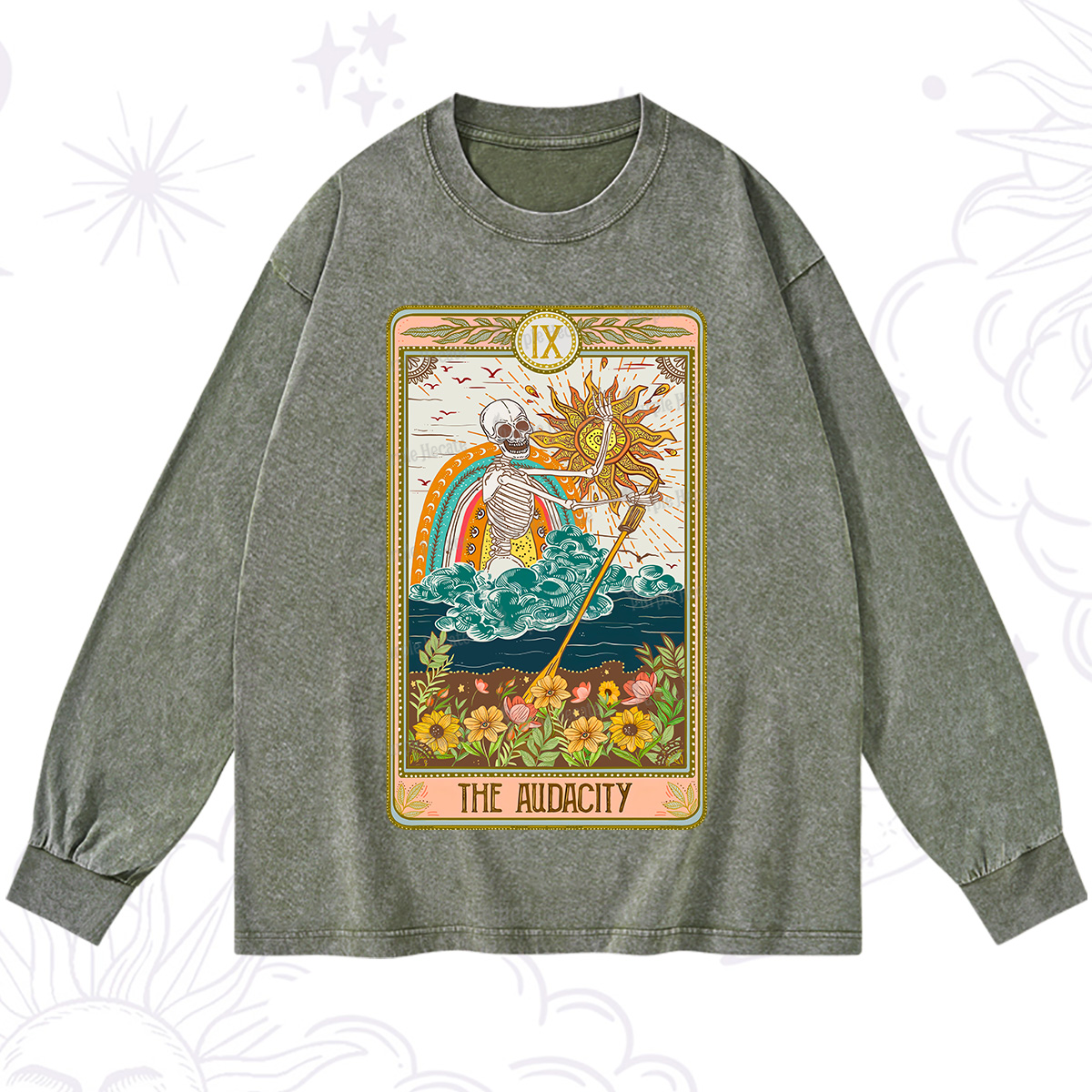 Purplehecate The Audacity Tarot Card Washed Long Sleeve Shirt