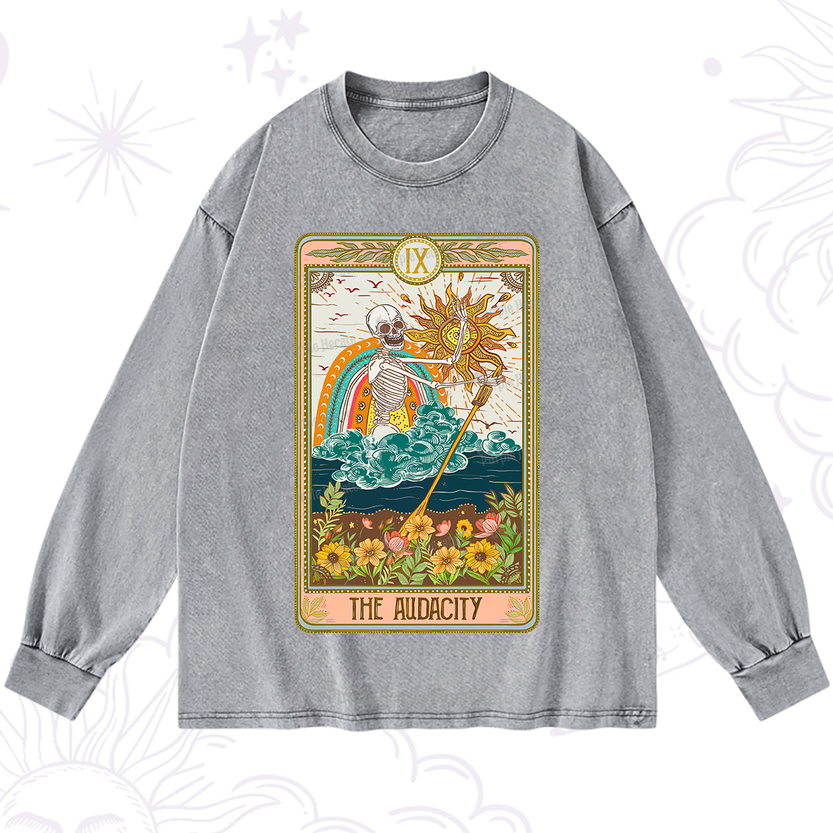 Purplehecate The Audacity Tarot Card Washed Long Sleeve Shirt