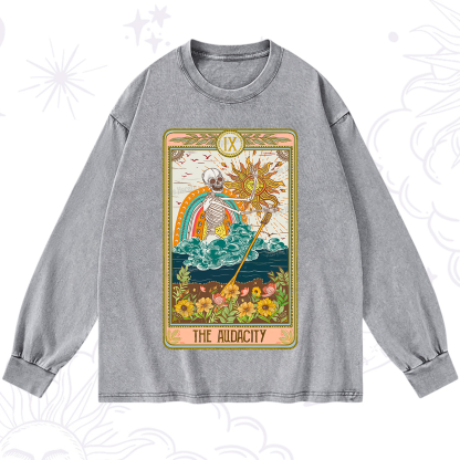 Purplehecate The Audacity Tarot Card Washed Long Sleeve Shirt