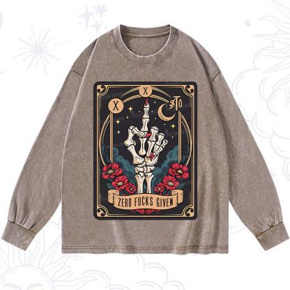 Purplehecate The Zero Fucks Given Washed Long Sleeve Shirt