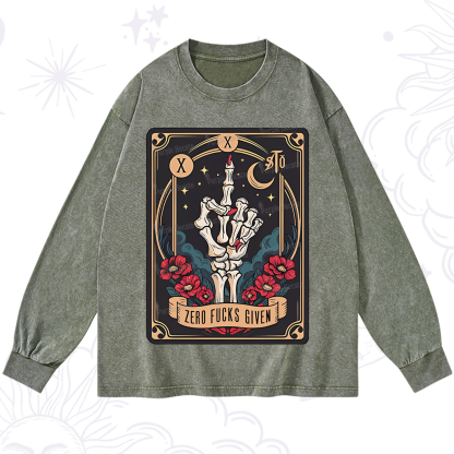 Purplehecate The Zero Fucks Given Washed Long Sleeve Shirt
