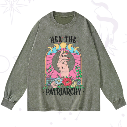 Purplehecate Hex The Patriarchy Washed Long Sleeve Shirt