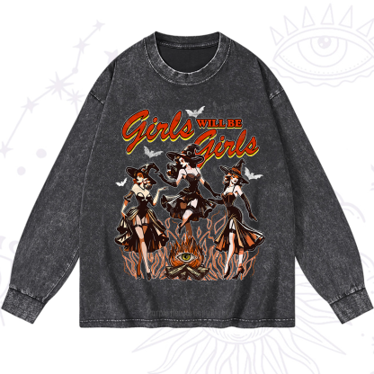 Purplehecate Girls Will Be Girls Washed Long Sleeve Shirt
