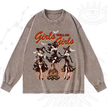 Purplehecate Girls Will Be Girls Washed Long Sleeve Shirt