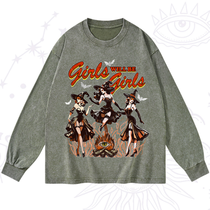 Purplehecate Girls Will Be Girls Washed Long Sleeve Shirt