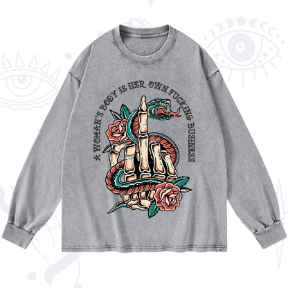 Purplehecate A Women’s Body Is Her Washed Long Sleeve Shirt