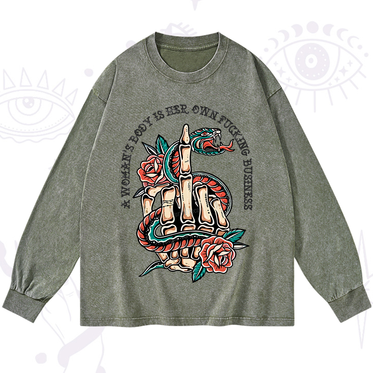 Purplehecate A Women’s Body Is Her Washed Long Sleeve Shirt