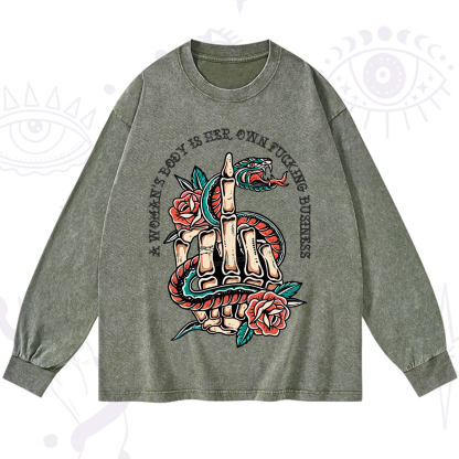 Purplehecate A Women’s Body Is Her Washed Long Sleeve Shirt