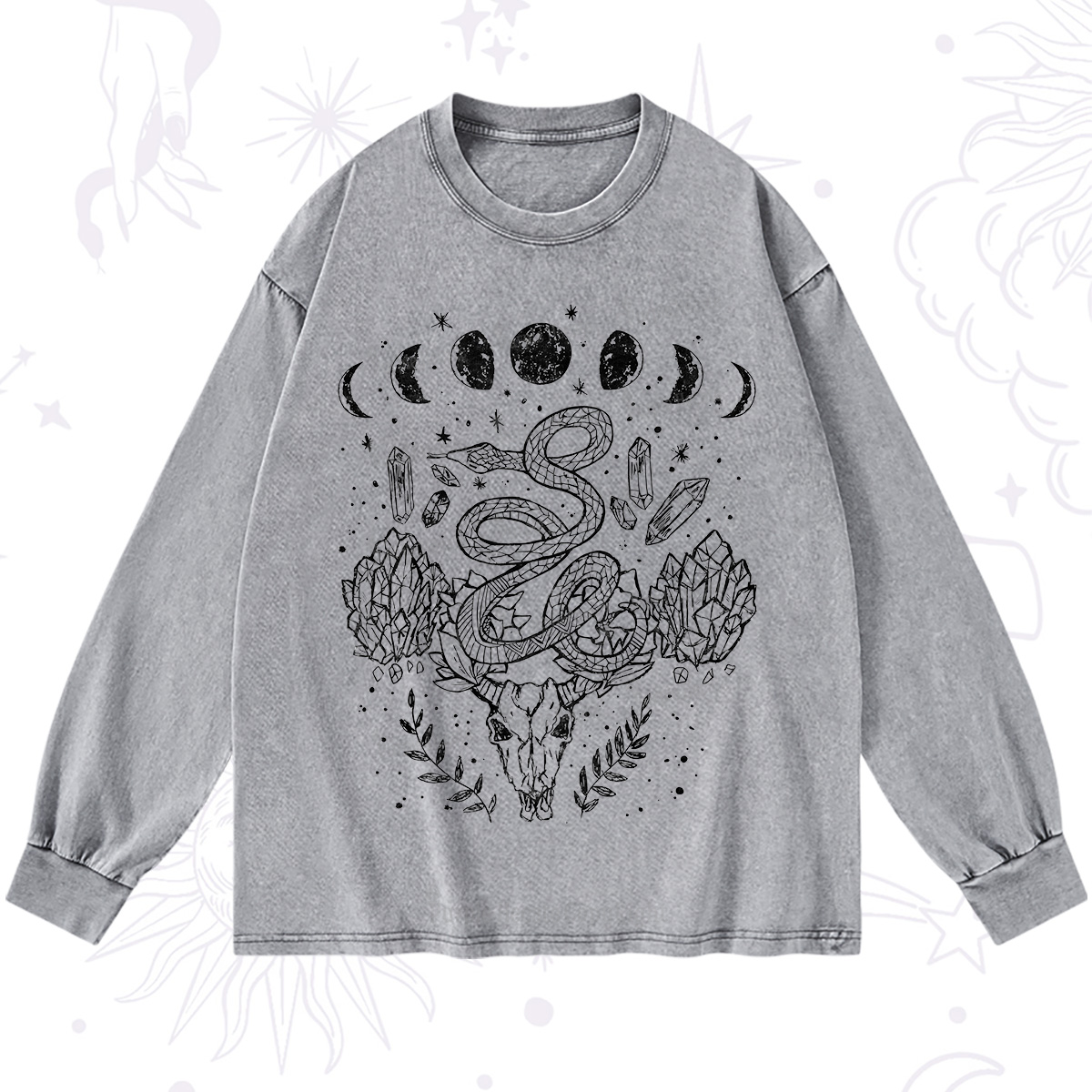 Purplehecate Crystals Witchy Washed Long Sleeve Shirt