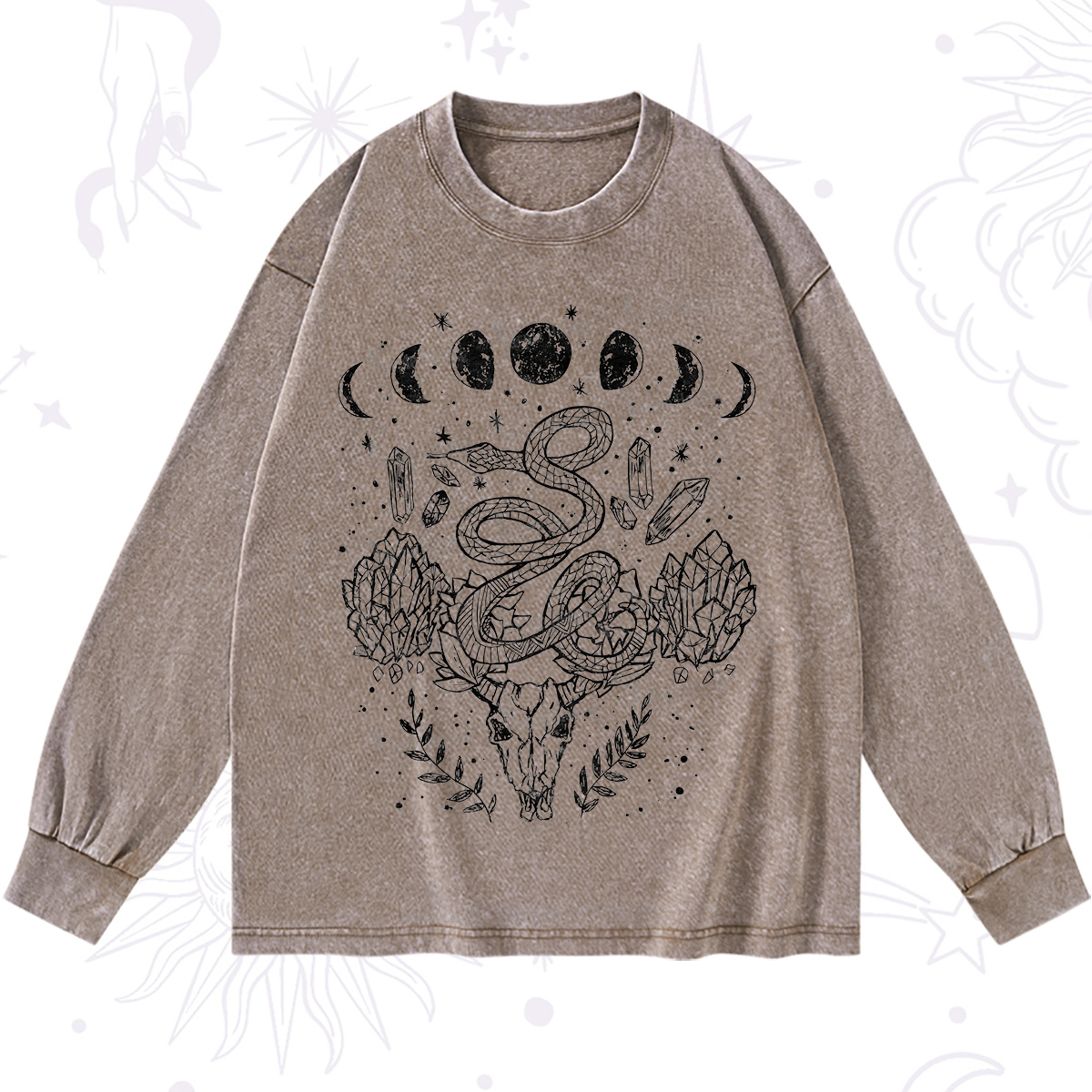 Purplehecate Crystals Witchy Washed Long Sleeve Shirt