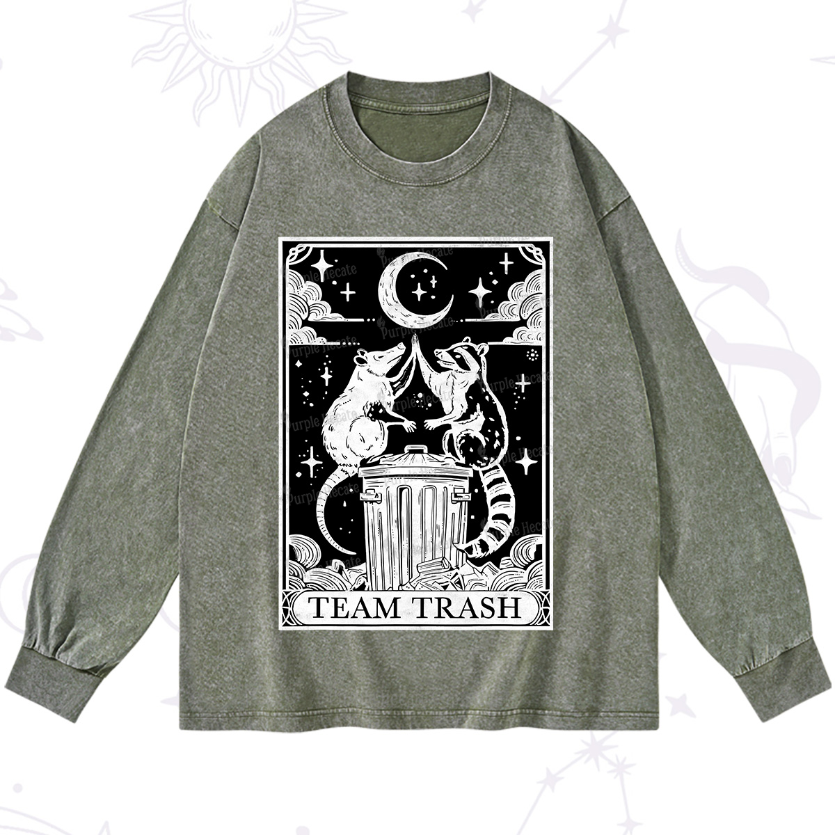 Purplehecate The Team Trash Tarot Washed Long Sleeve Shirt