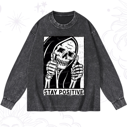 Purplehecate Stay Positive Washed Long Sleeve Shirt