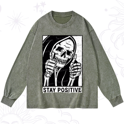 Purplehecate Stay Positive Washed Long Sleeve Shirt