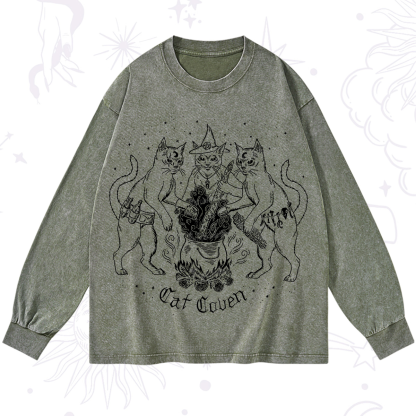 Purplehecate Cat Coven Washed Long Sleeve Shirt