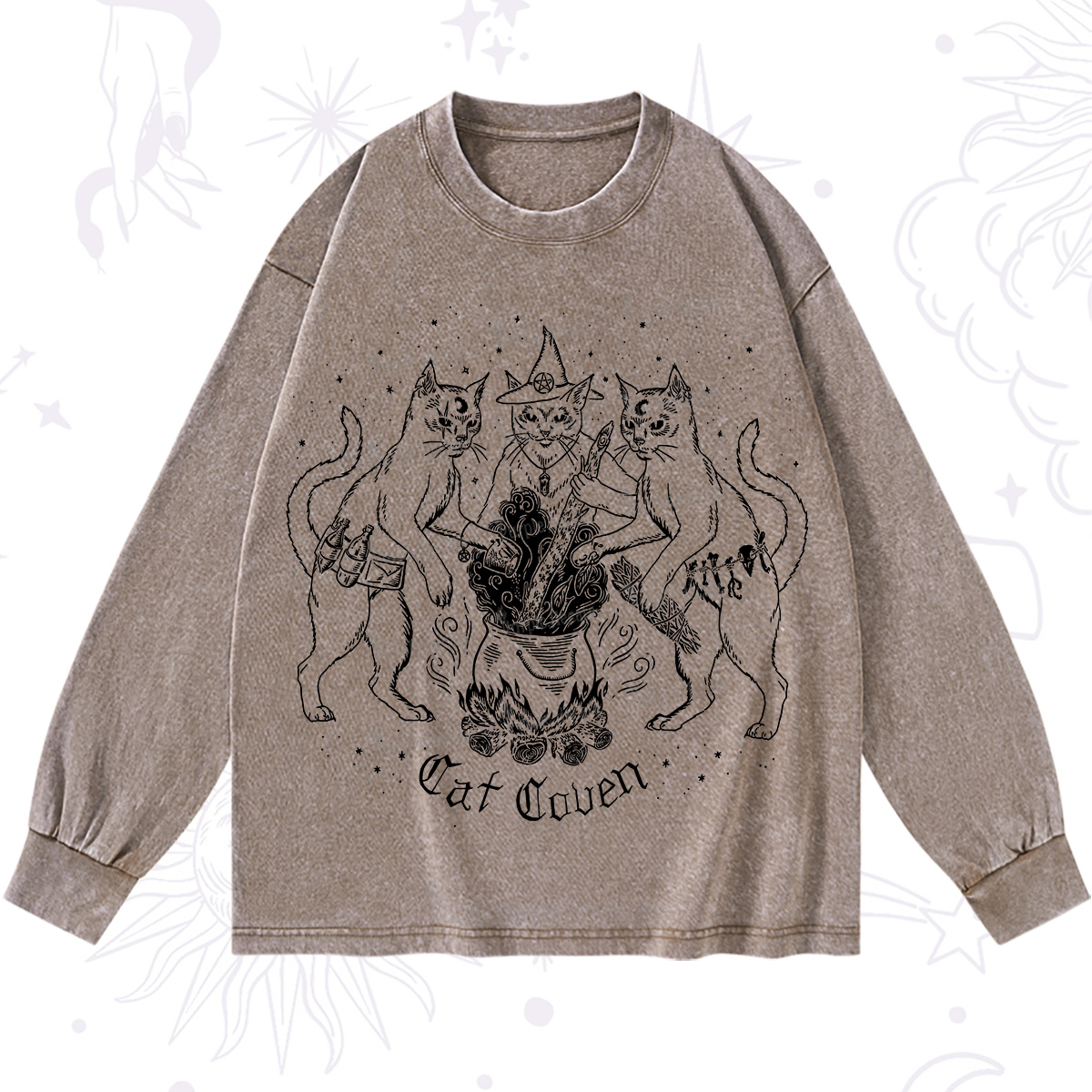 Purplehecate Cat Coven Washed Long Sleeve Shirt