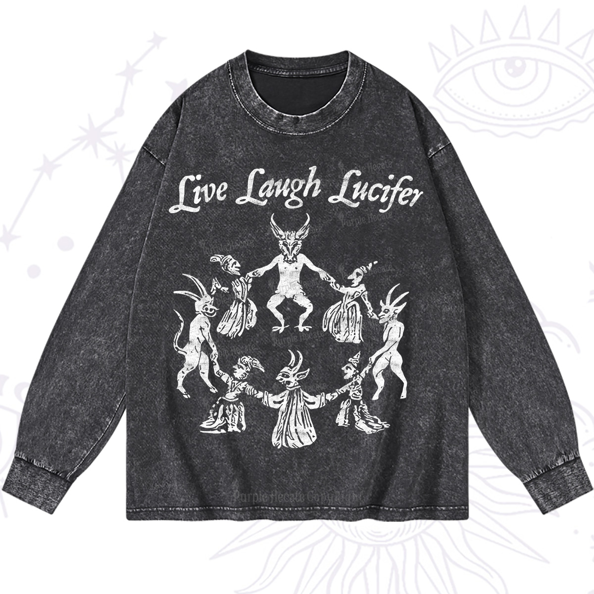 Purplehecate Live Laugh Lucifer Washed Long Sleeve Shirt