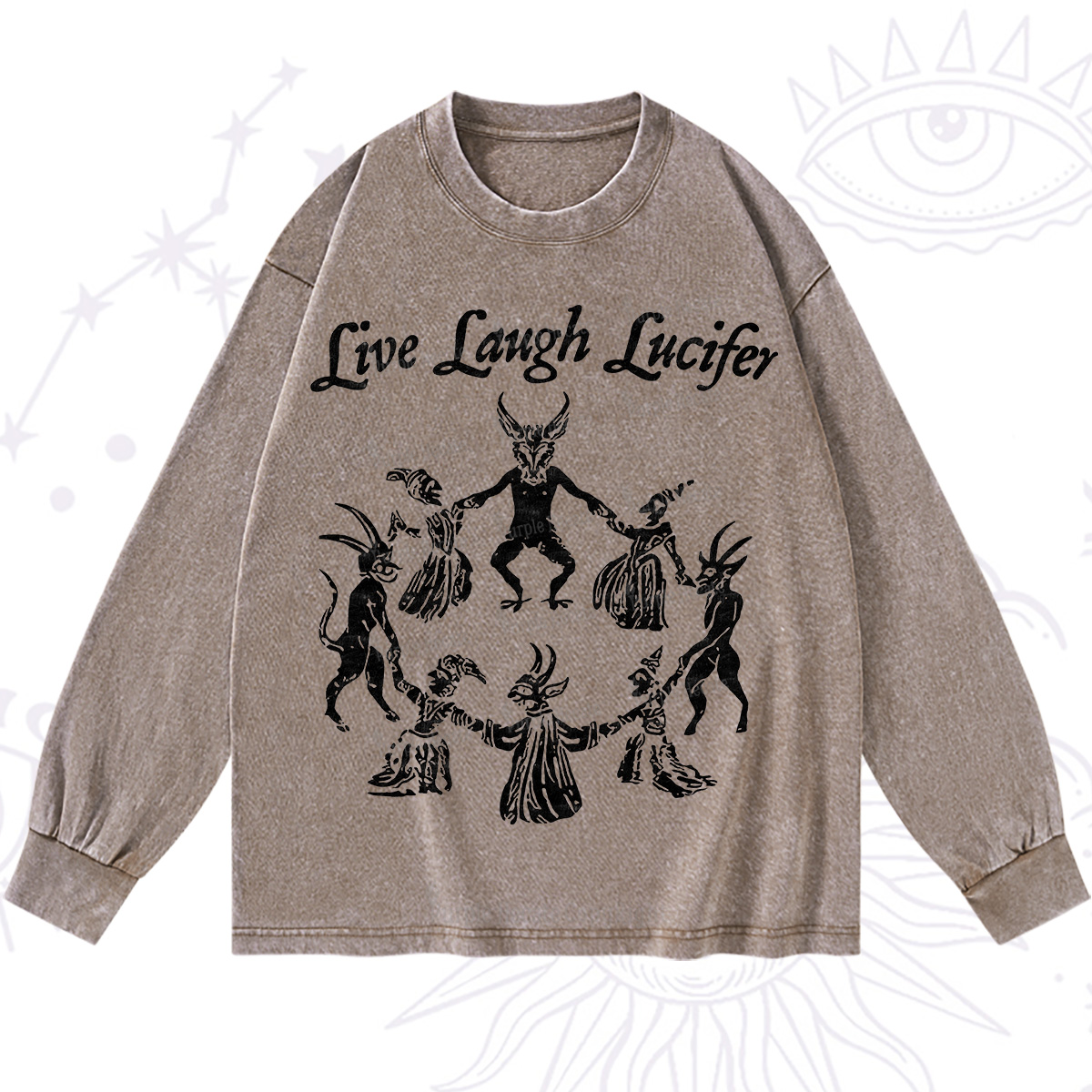 Purplehecate Live Laugh Lucifer Washed Long Sleeve Shirt